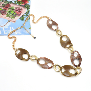 2021 deep color acrylic and resin link gold plated necklace chain